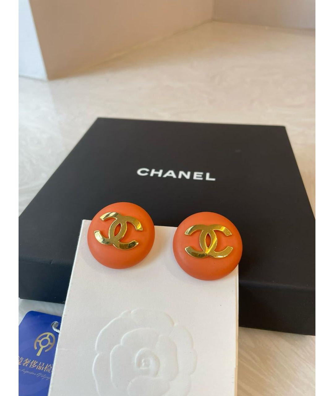 CHANEL Оранжевые клипсы, фото 3