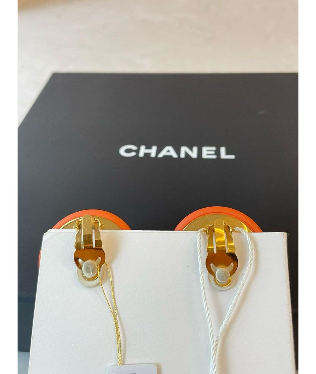 CHANEL Оранжевые клипсы, фото 2