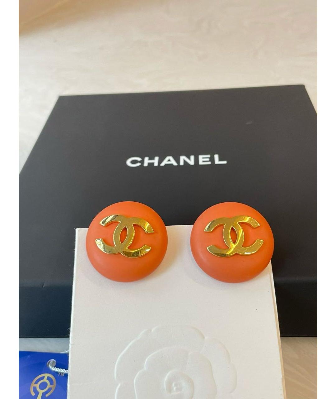 CHANEL Оранжевые клипсы, фото 4