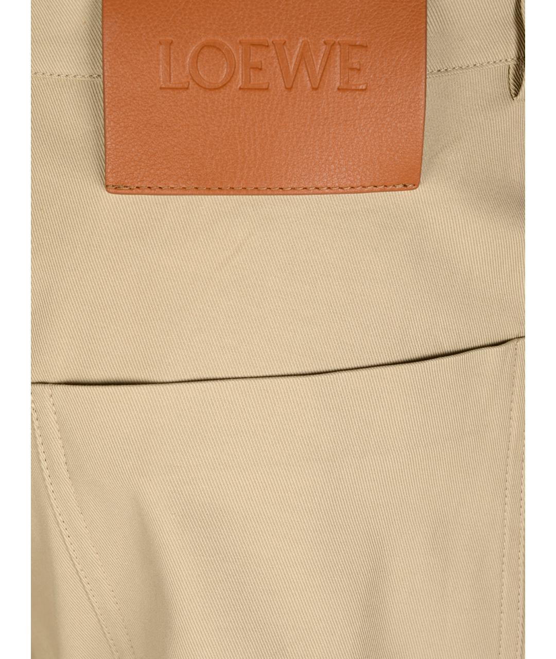 LOEWE Бежевые хлопковые прямые брюки, фото 6