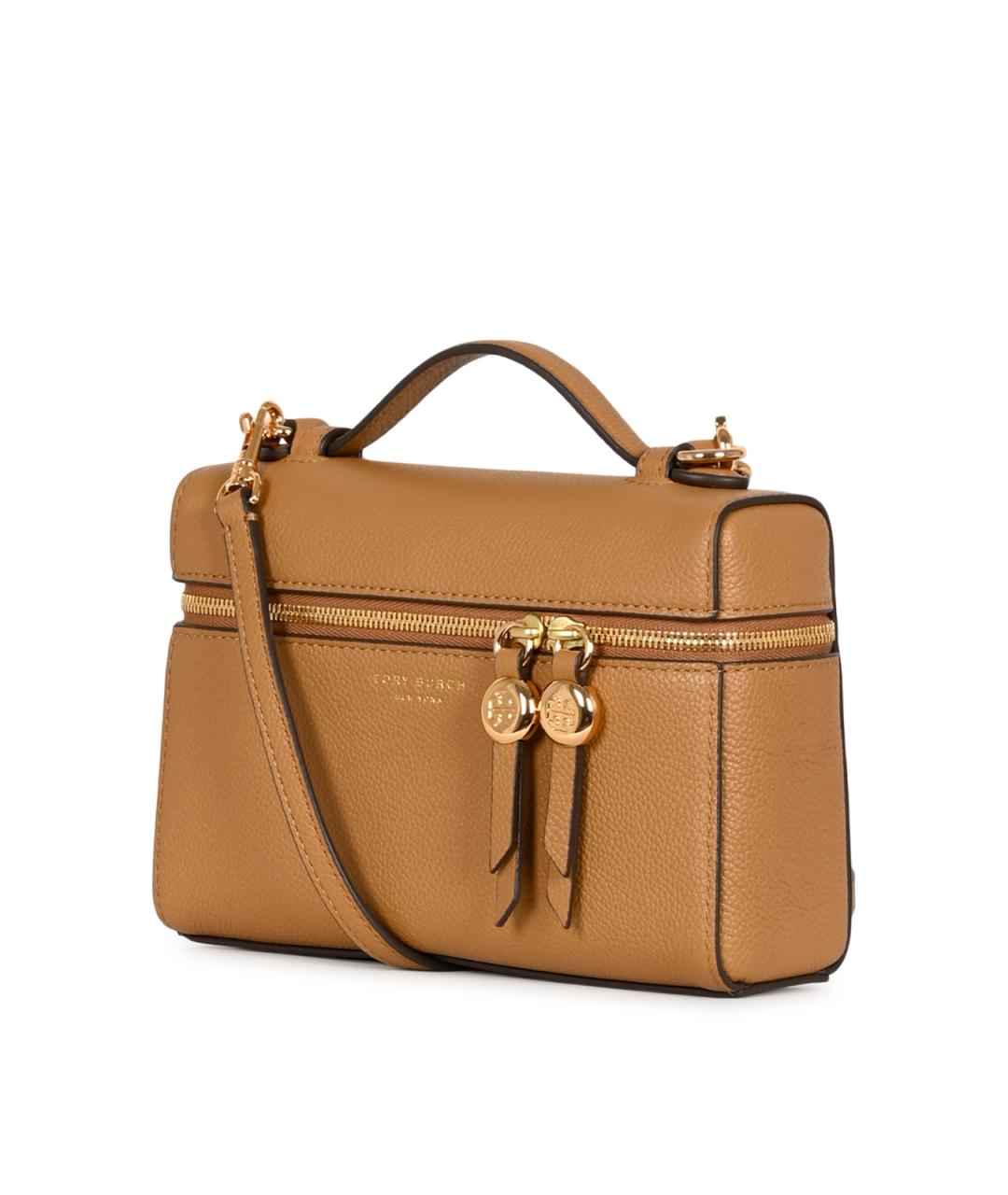 TORY BURCH Бежевая кожаная сумка с короткими ручками, фото 2