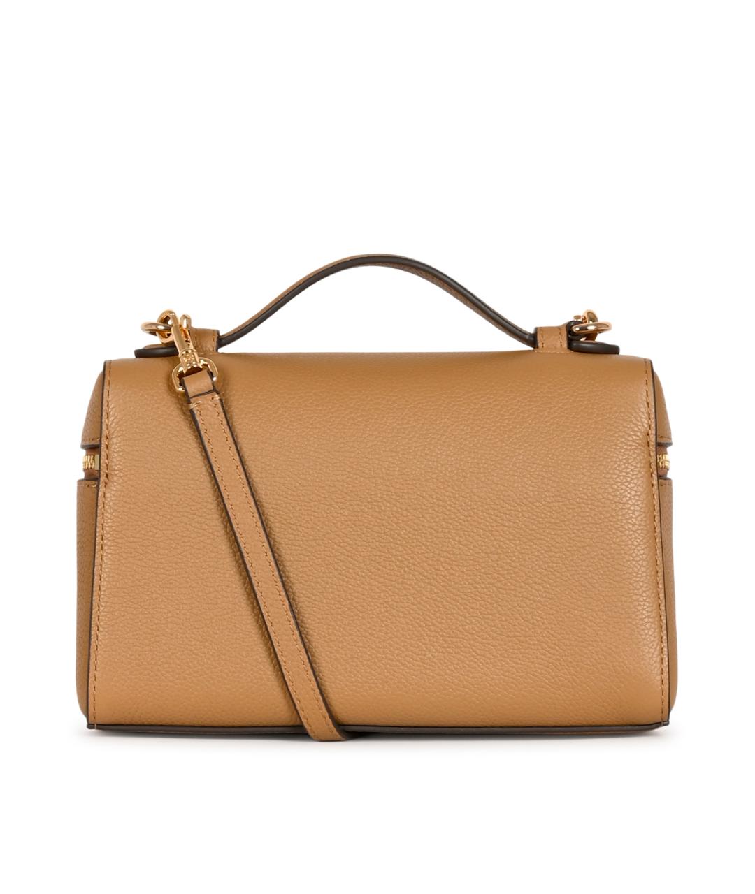TORY BURCH Бежевая кожаная сумка с короткими ручками, фото 3