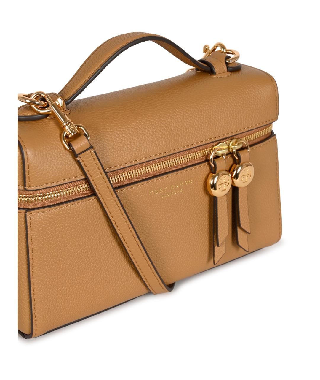 TORY BURCH Бежевая кожаная сумка с короткими ручками, фото 4