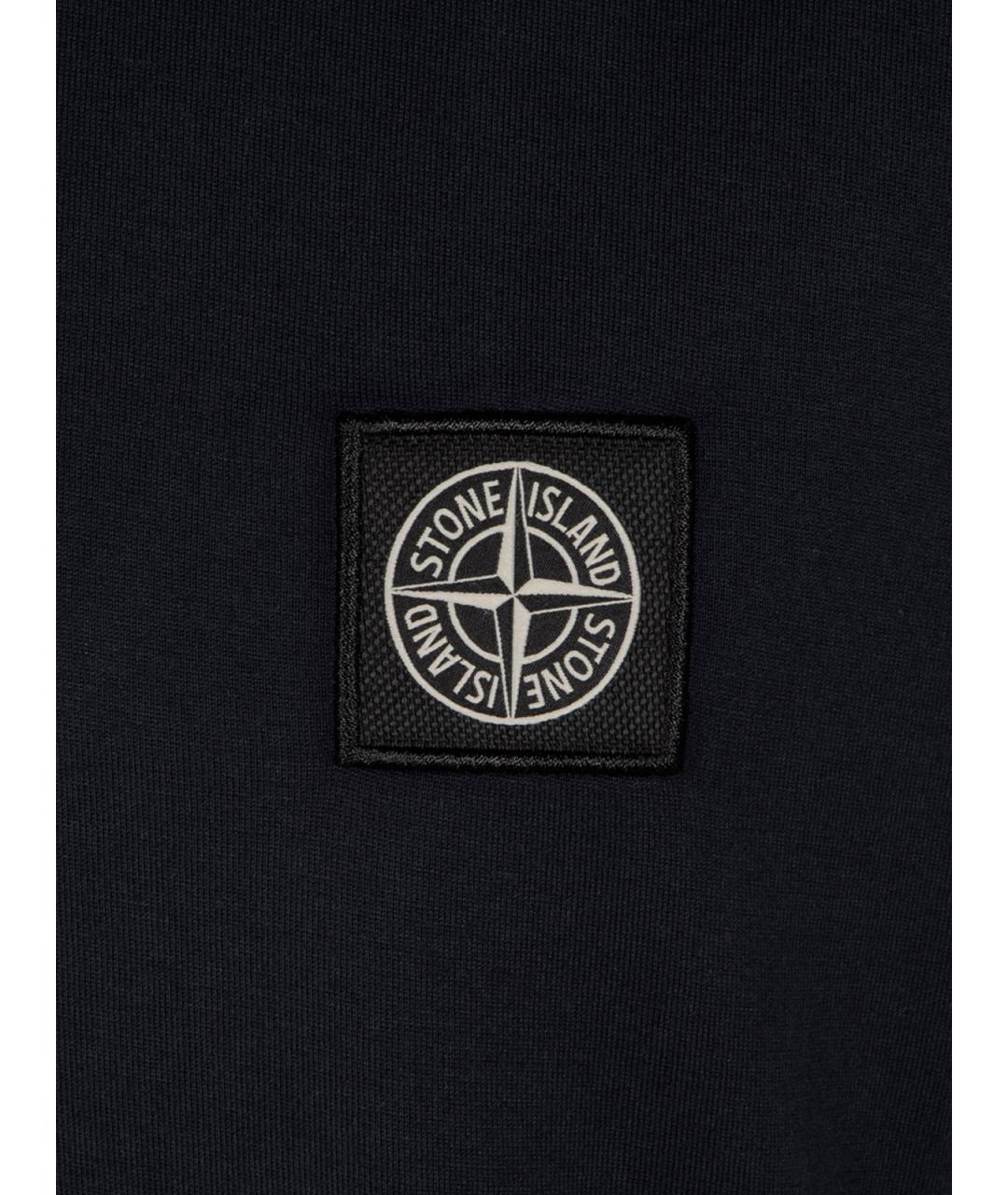 STONE ISLAND Темно-синяя хлопковая футболка, фото 5