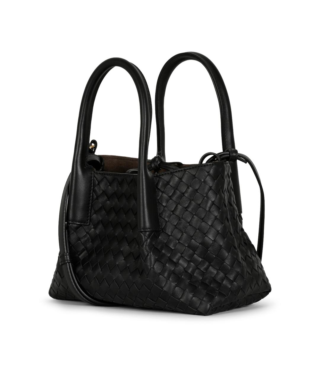 BOTTEGA VENETA Черная кожаная сумка тоут, фото 4