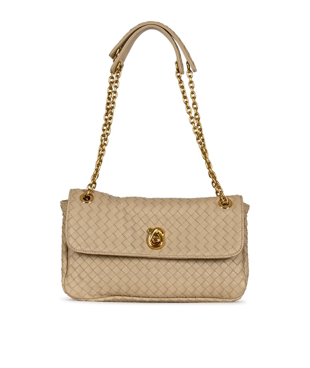 BOTTEGA VENETA Бежевая кожаная сумка через плечо, фото 1