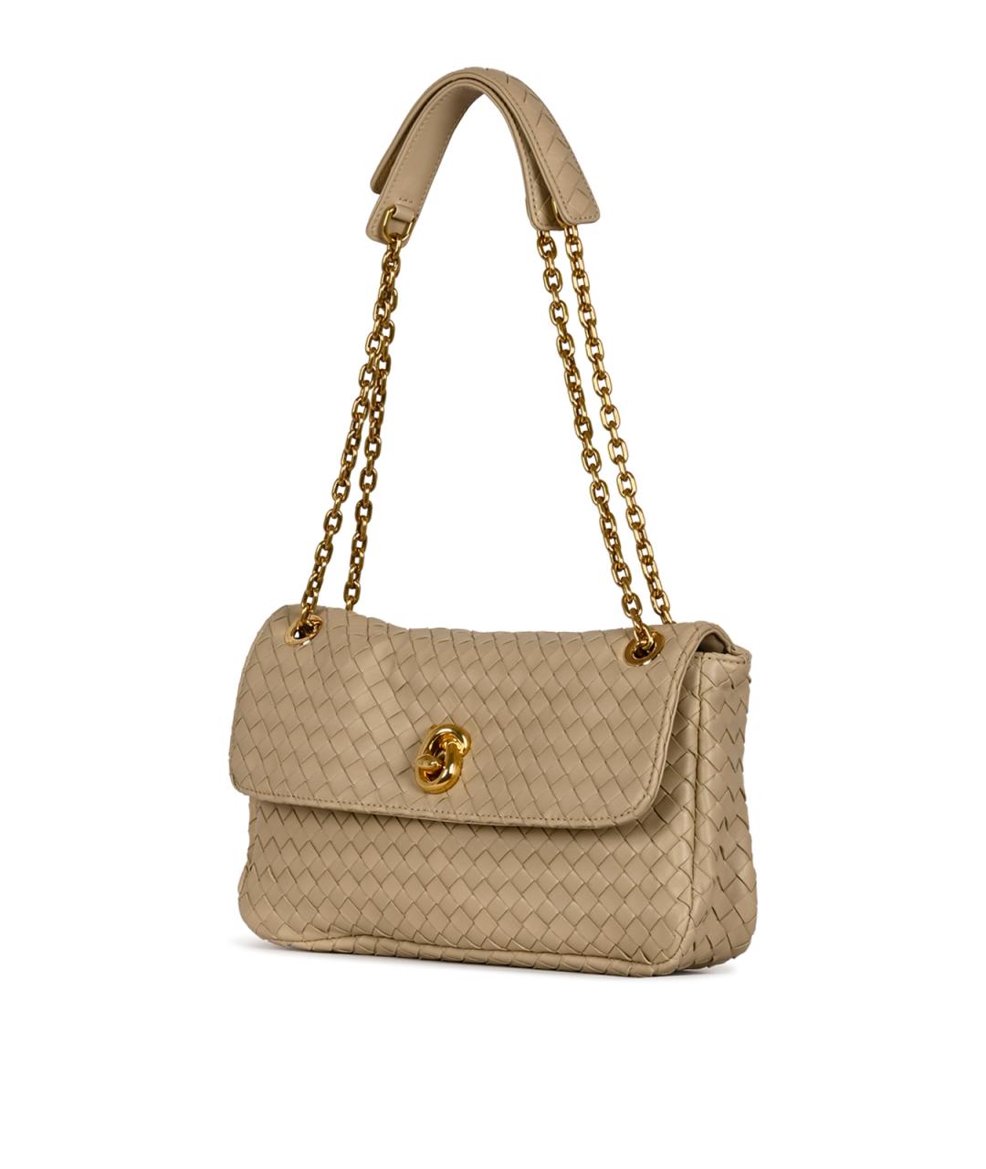 BOTTEGA VENETA Бежевая кожаная сумка через плечо, фото 4