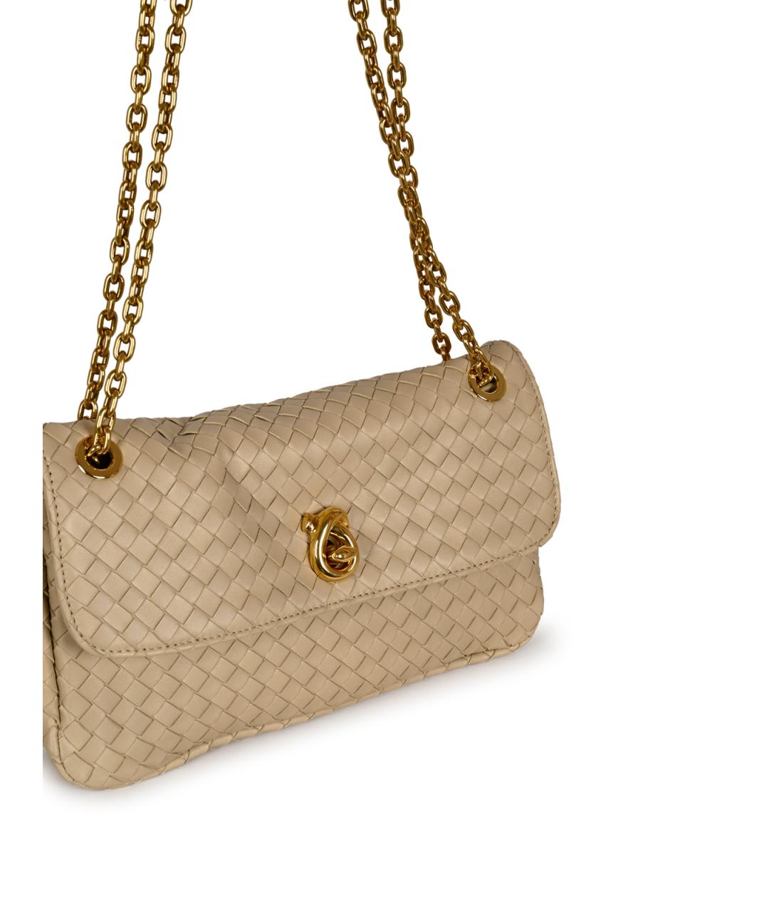 BOTTEGA VENETA Бежевая кожаная сумка через плечо, фото 7