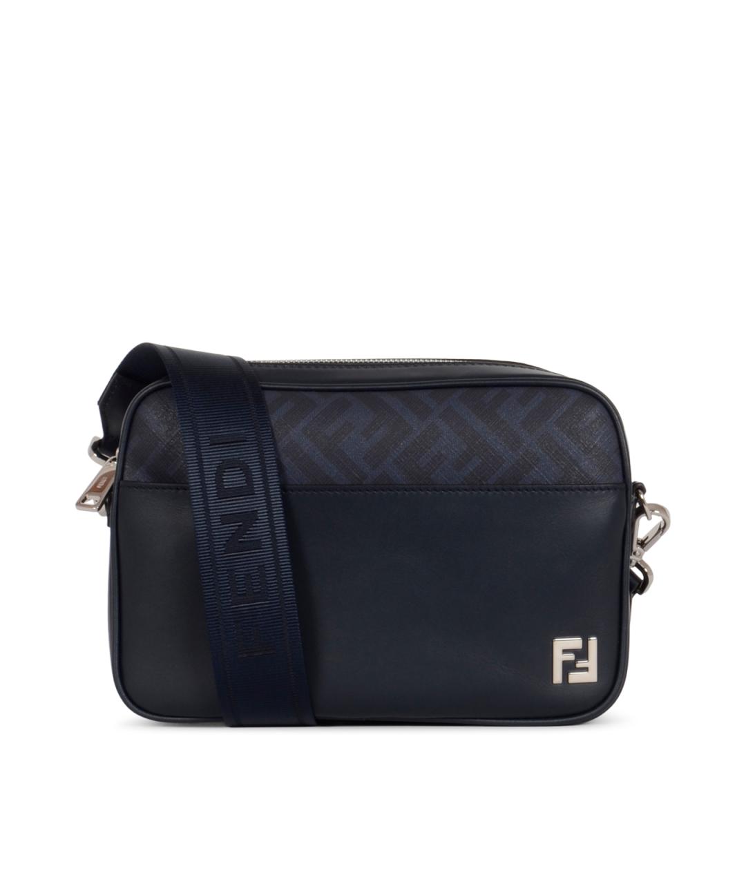 FENDI Темно-синяя кожаная сумка на плечо, фото 1