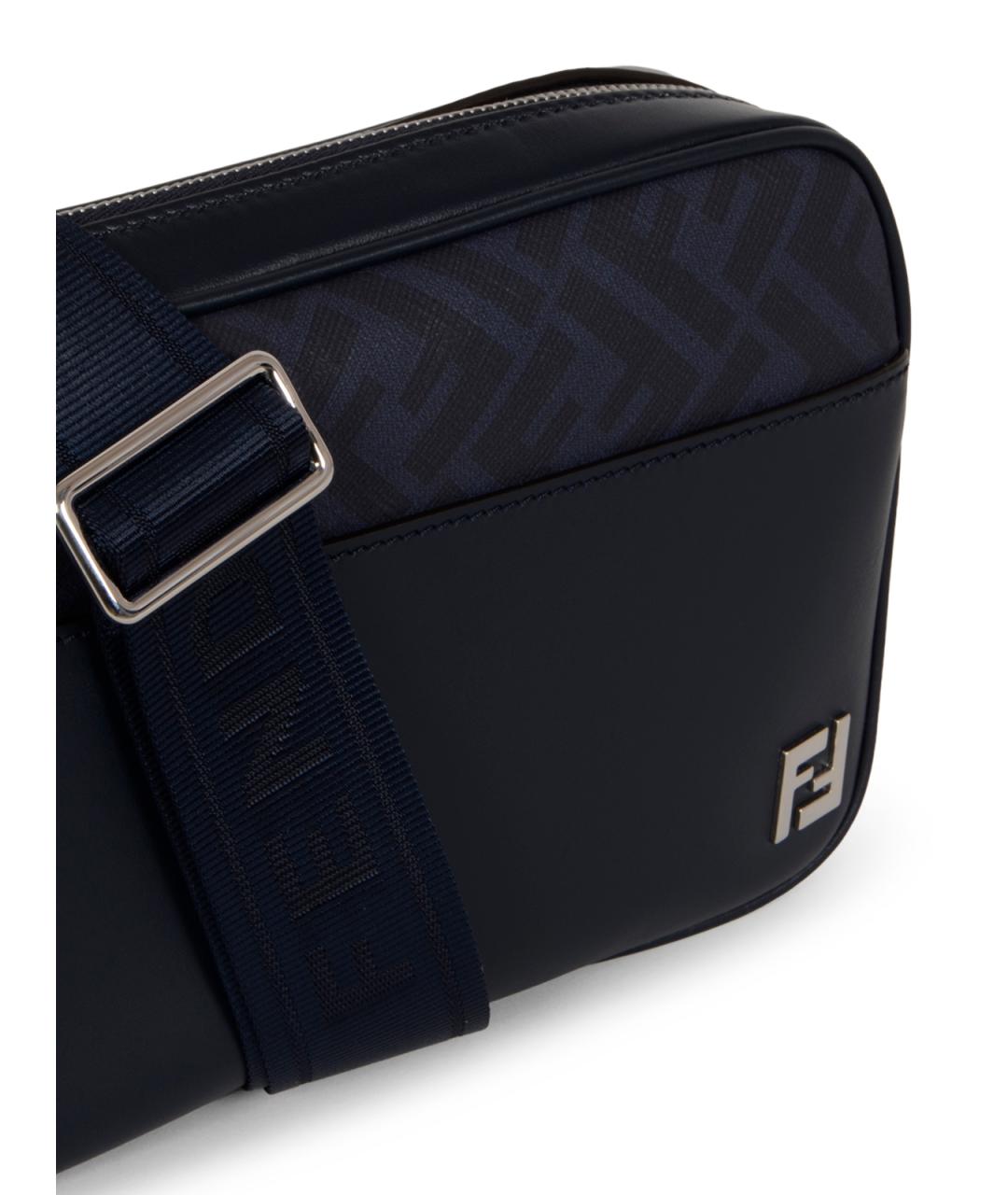 FENDI Темно-синяя кожаная сумка на плечо, фото 4