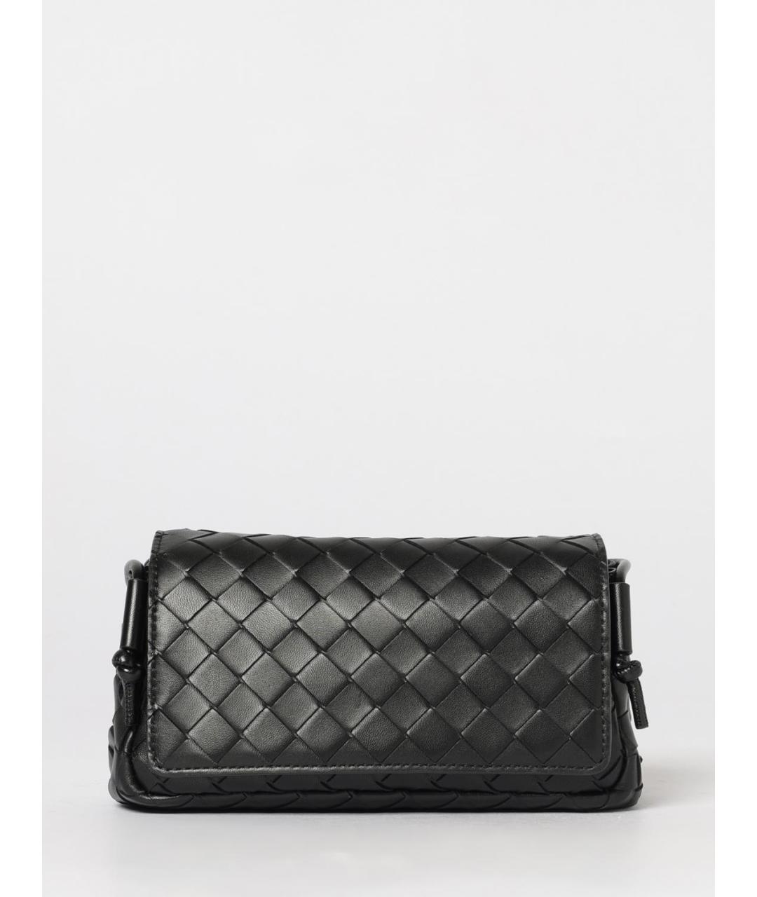 BOTTEGA VENETA Черная кожаная сумка через плечо, фото 5