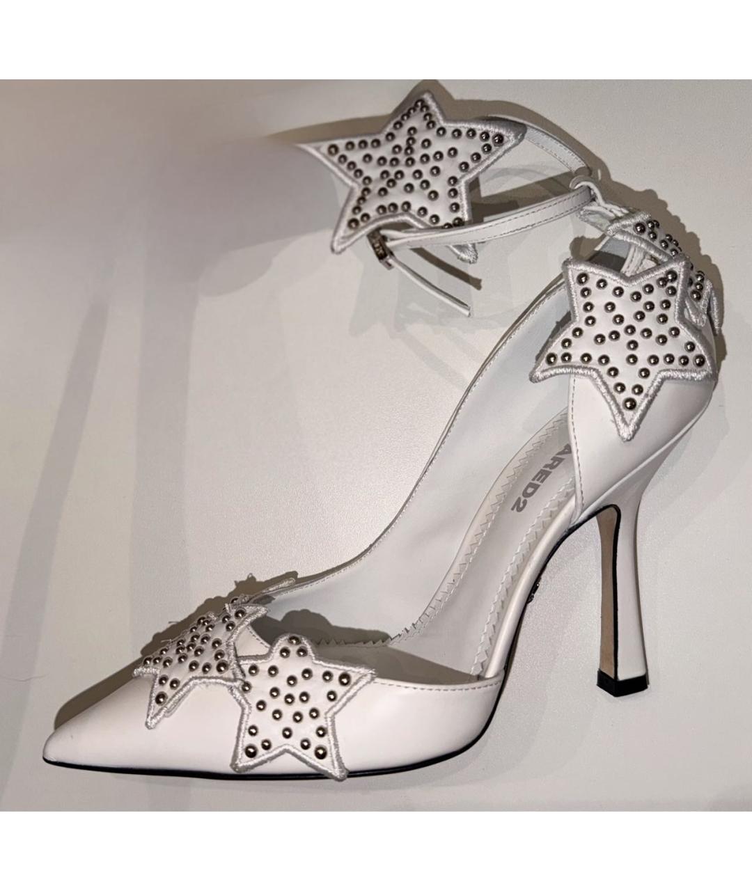 DSQUARED2 Белые кожаные босоножки, фото 6