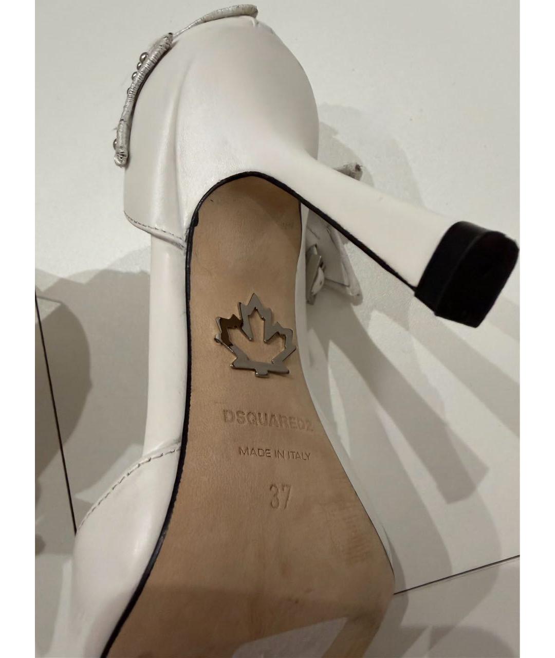 DSQUARED2 Белые кожаные босоножки, фото 4