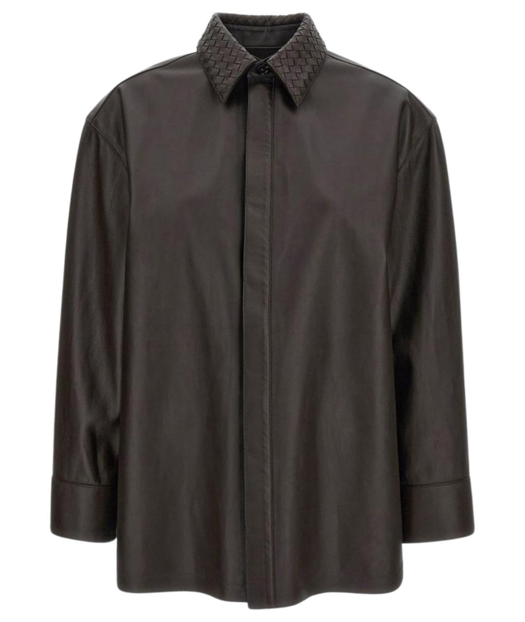 BOTTEGA VENETA Коричневая кожаная рубашка, фото 1
