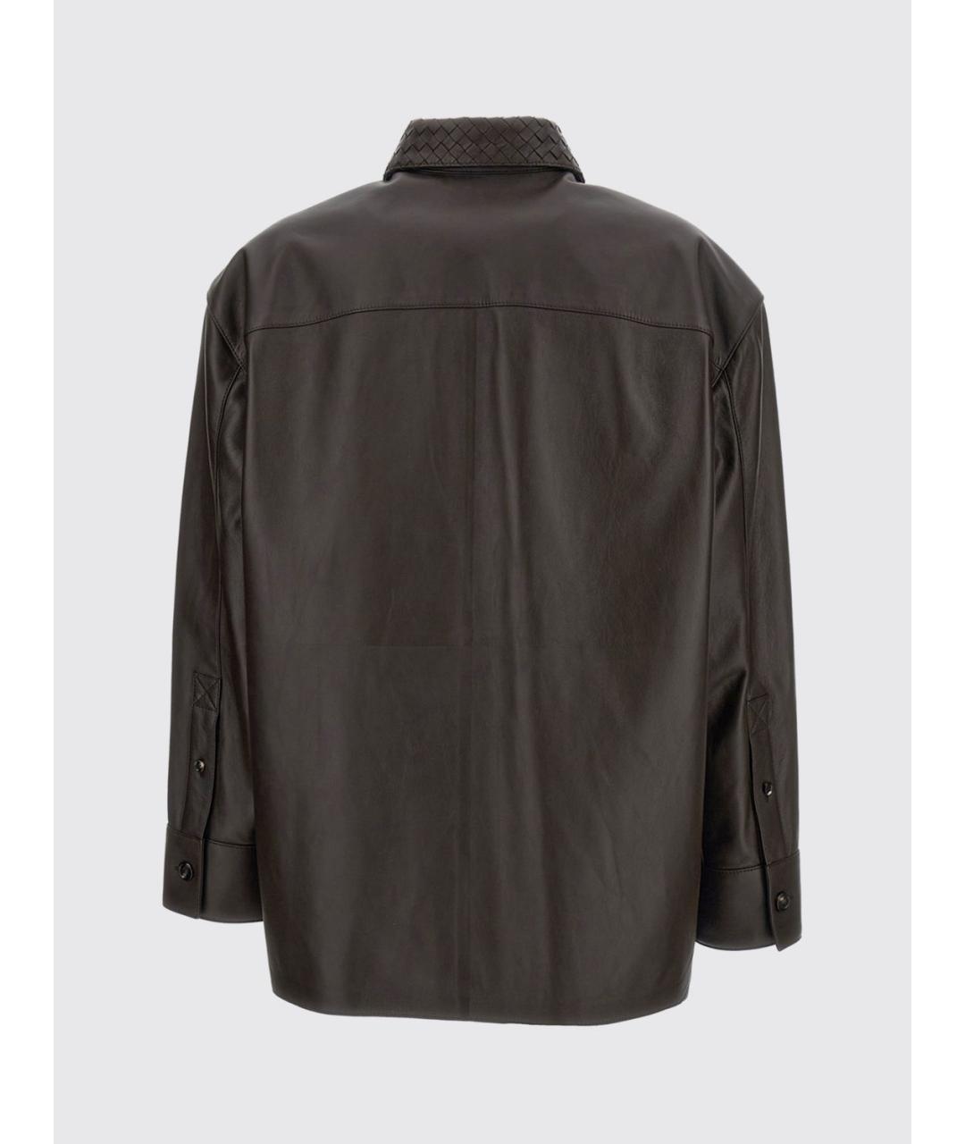 BOTTEGA VENETA Коричневая кожаная рубашка, фото 3