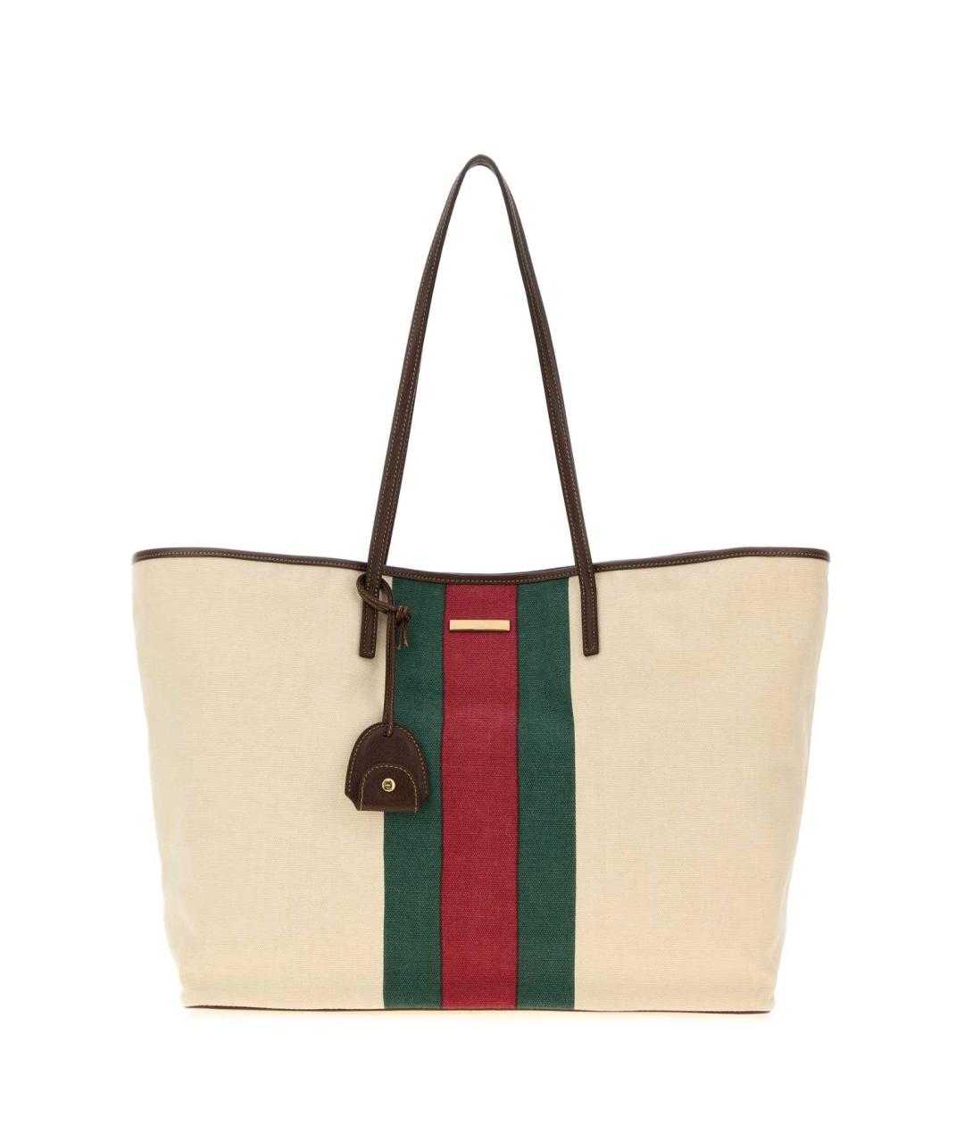 GUCCI Белая тканевая сумка тоут, фото 1