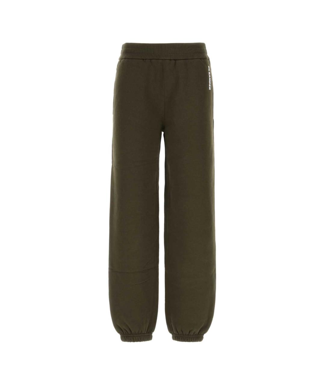 JIL SANDER Зеленые хлопковые прямые брюки, фото 1
