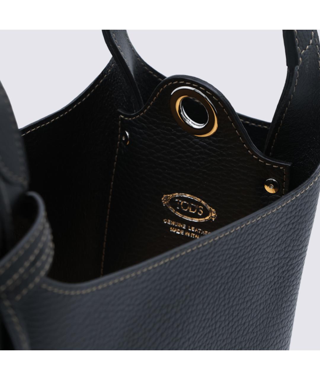 TOD'S Черная кожаная сумка тоут, фото 4