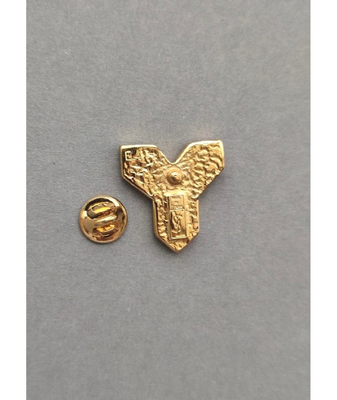 SAINT LAURENT Золотая позолоченная булавка / брошь, фото 2