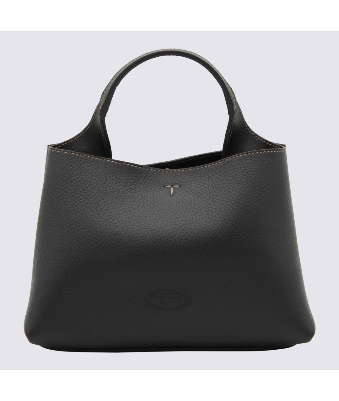 TOD'S Черная кожаная сумка тоут, фото 3