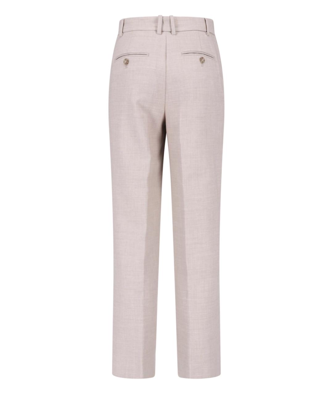 CALVIN KLEIN Бежевые полиэстеровые прямые брюки, фото 2