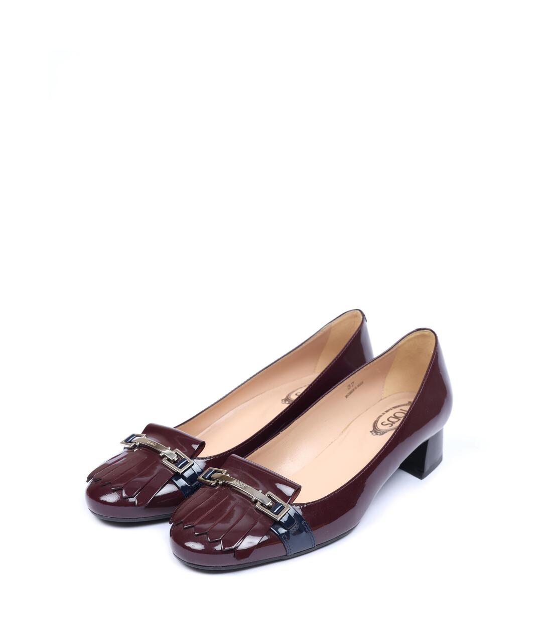 TOD'S Бордовые кожаные туфли, фото 4