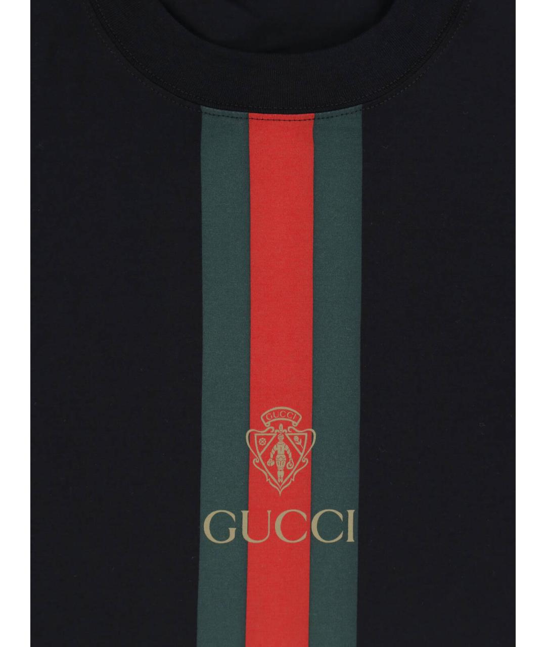 GUCCI Черная хлопковая футболка, фото 3