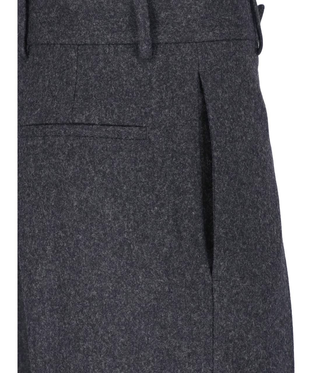 JIL SANDER Серые шерстяные повседневные брюки, фото 4