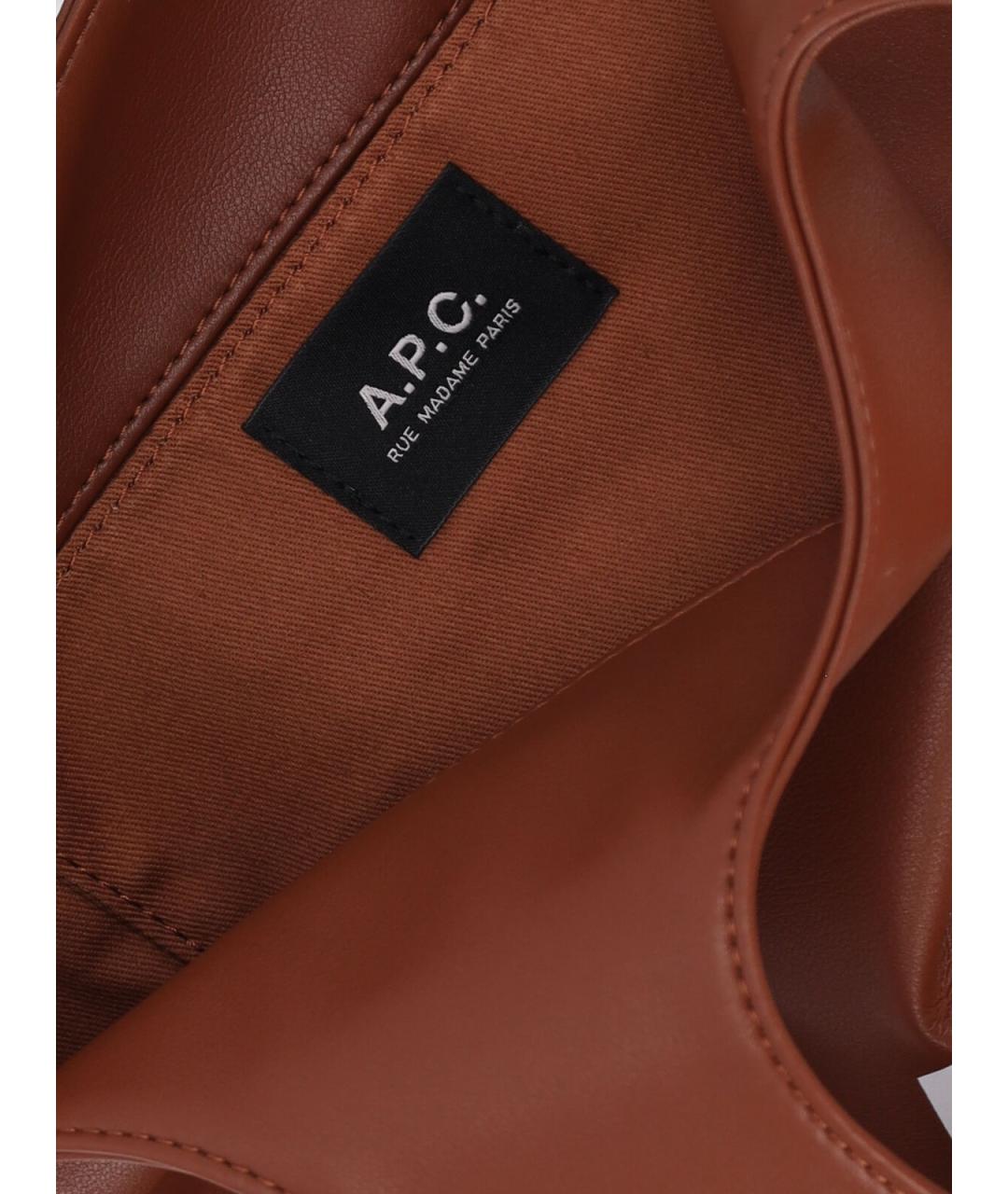 A.P.C. Коричневая сумка тоут из искусственной кожи, фото 4