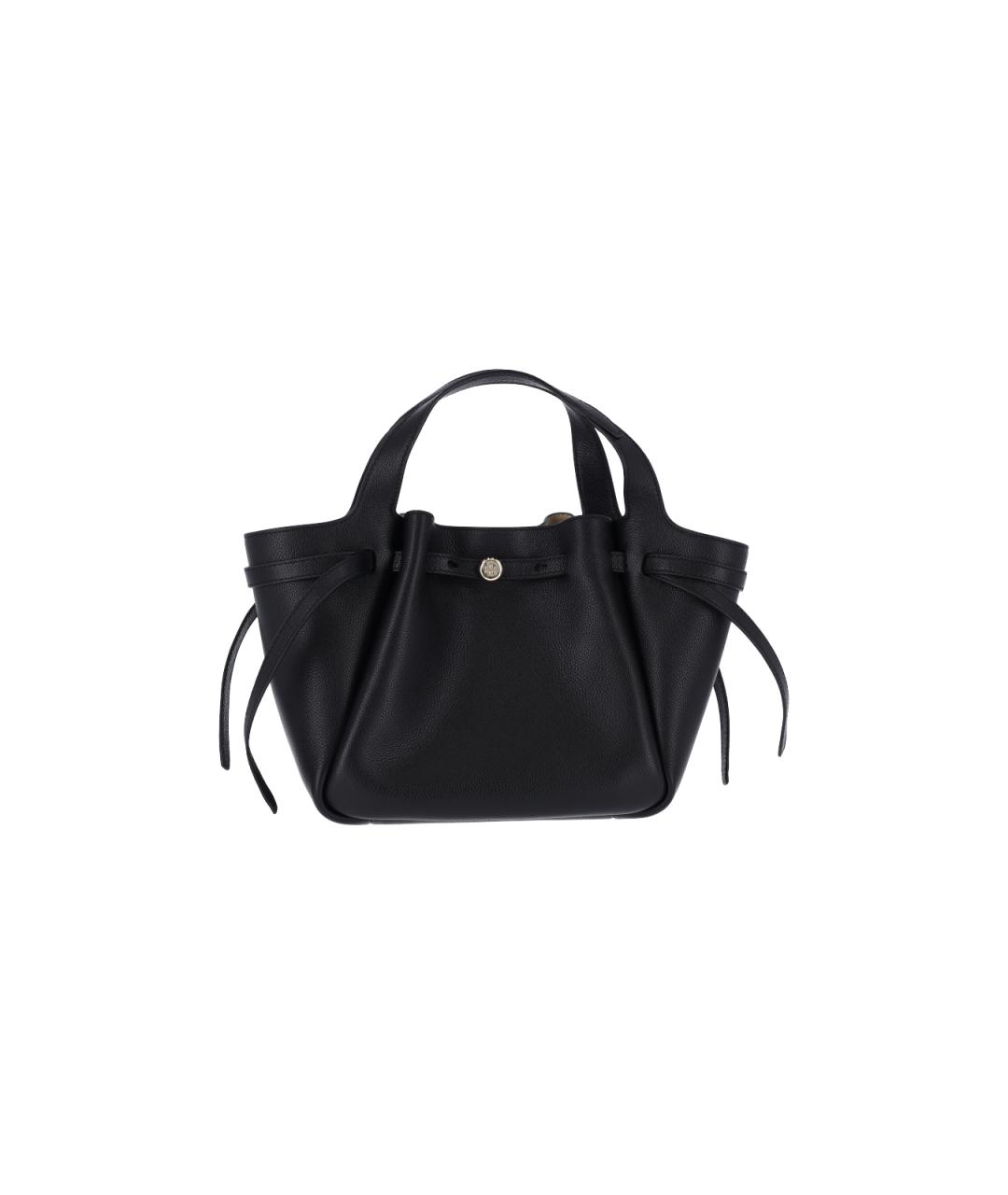 TORY BURCH Черная кожаная сумка с короткими ручками, фото 1