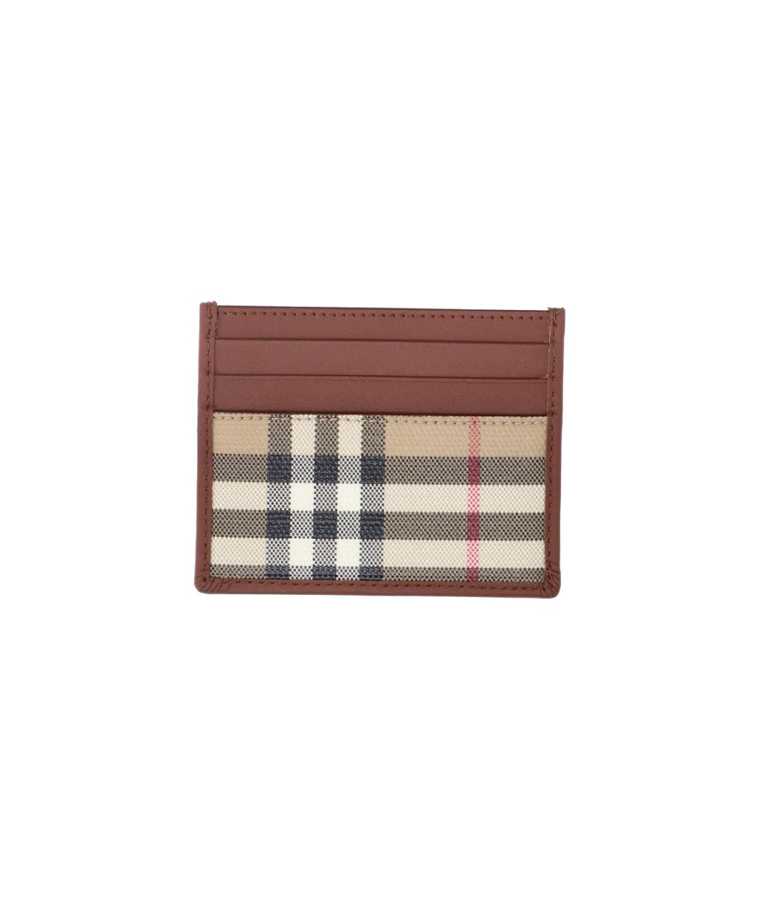 BURBERRY Бежевый кожаный кардхолдер, фото 1