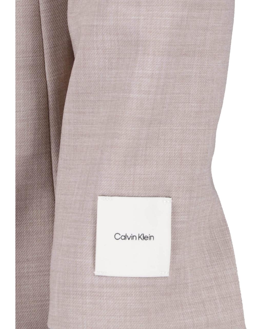 CALVIN KLEIN Бежевый полиэстеровый жакет/пиджак, фото 3