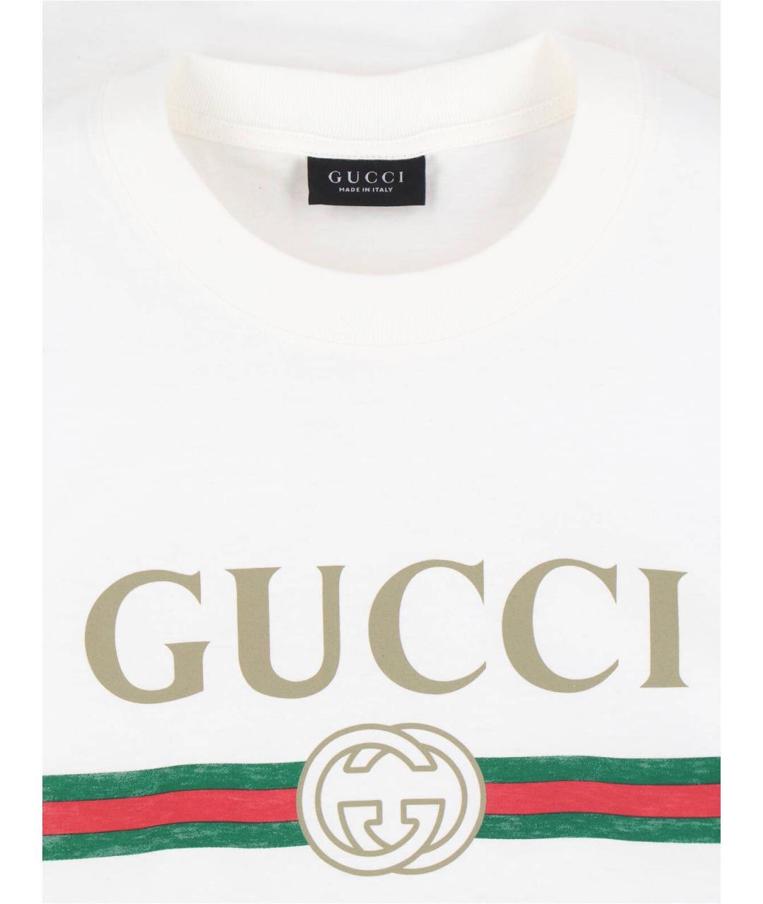 GUCCI Белая хлопковая футболка, фото 3
