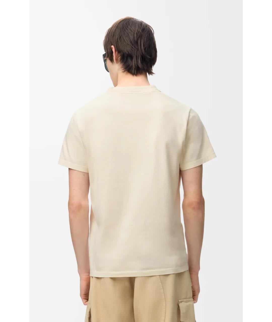 LOEWE Бежевая хлопковая футболка, фото 4