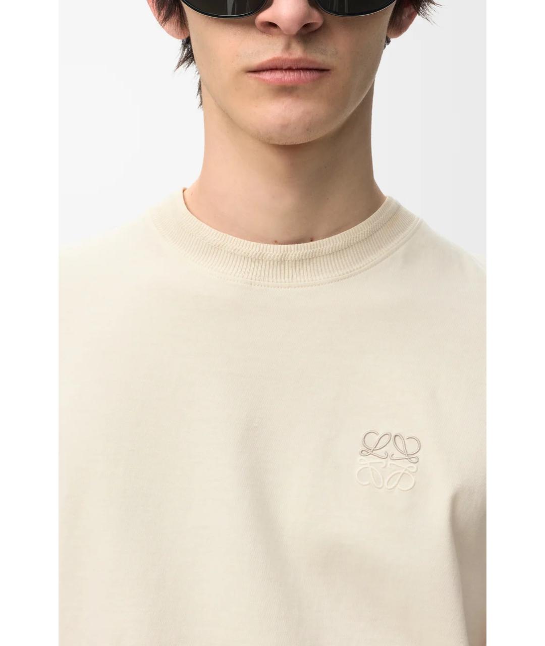 LOEWE Бежевая хлопковая футболка, фото 5