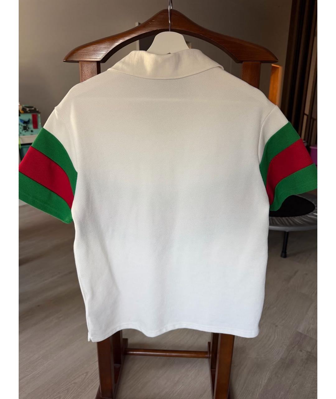 GUCCI Белое хлопко-полиэстеровое поло с коротким рукавом, фото 2