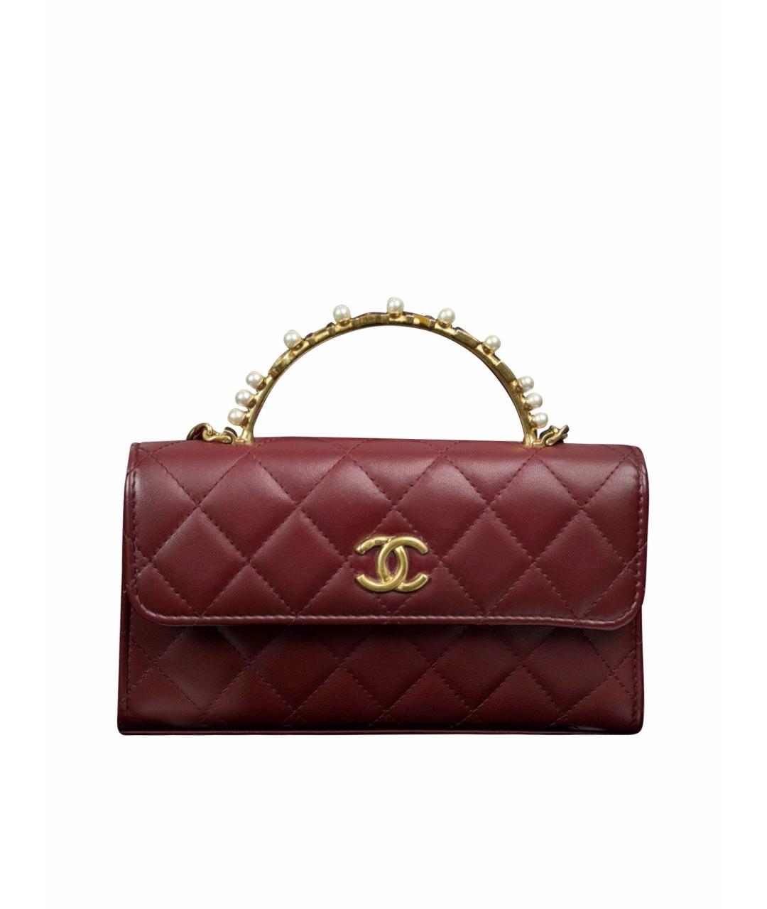 CHANEL Бордовая кожаная сумка с короткими ручками, фото 1