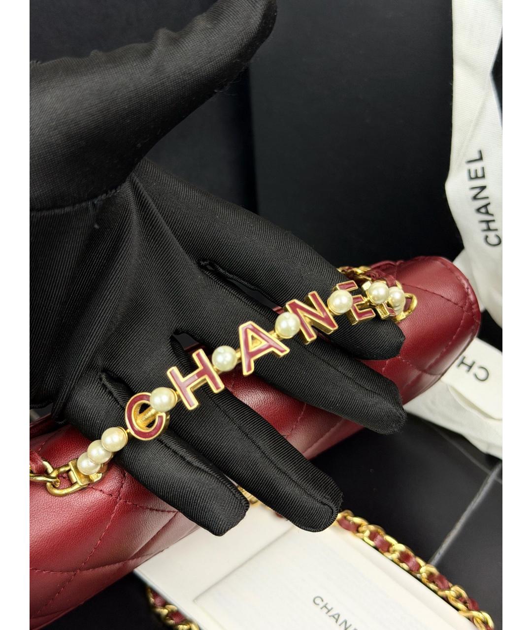 CHANEL Бордовая кожаная сумка с короткими ручками, фото 7
