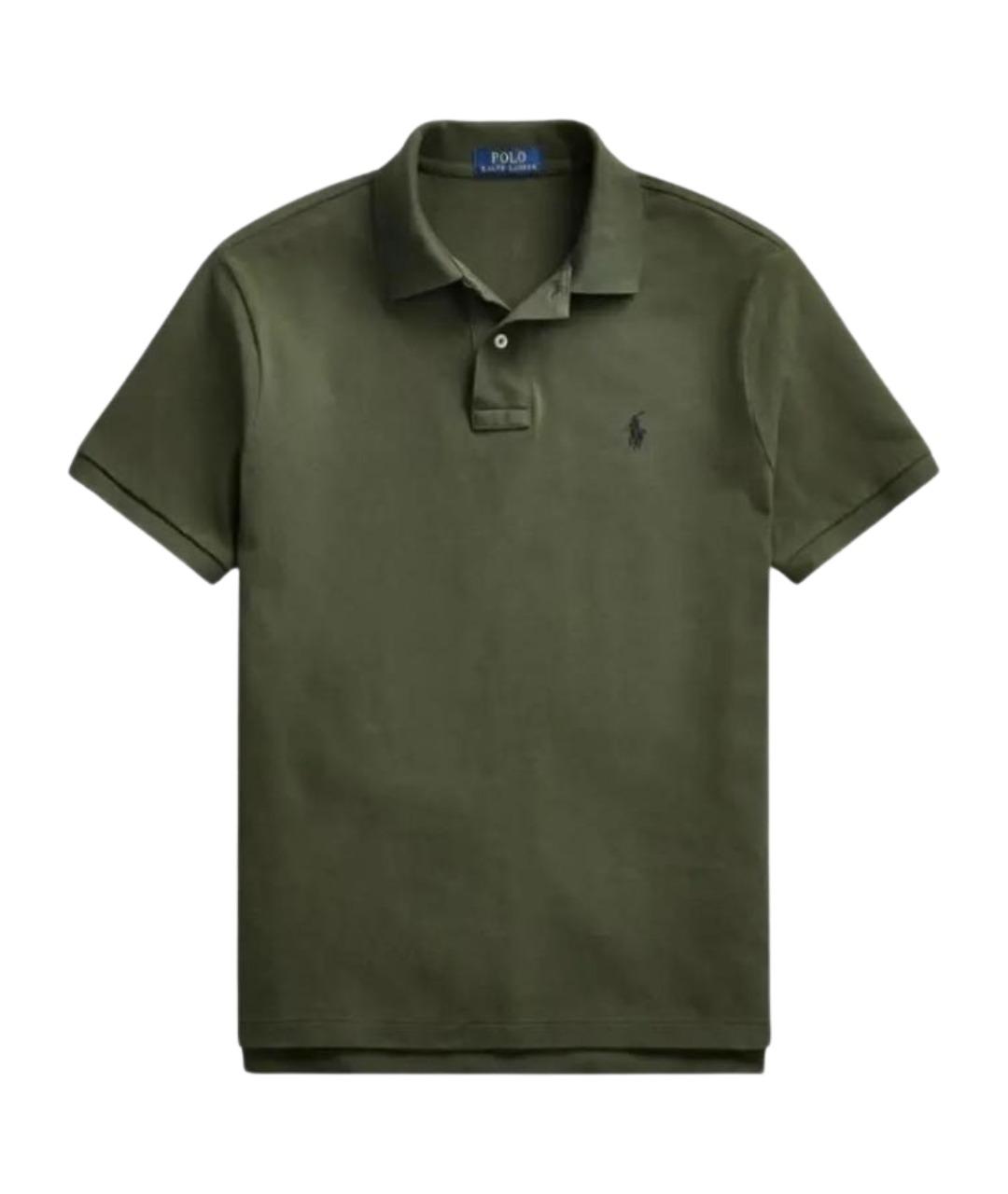 POLO RALPH LAUREN Хаки хлопковое поло с коротким рукавом, фото 1