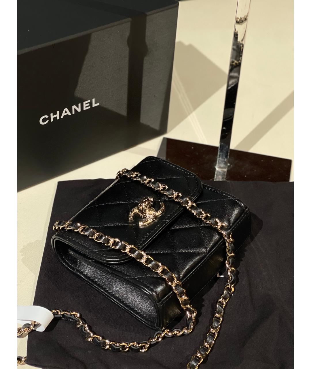 CHANEL Черная кожаная сумка через плечо, фото 6