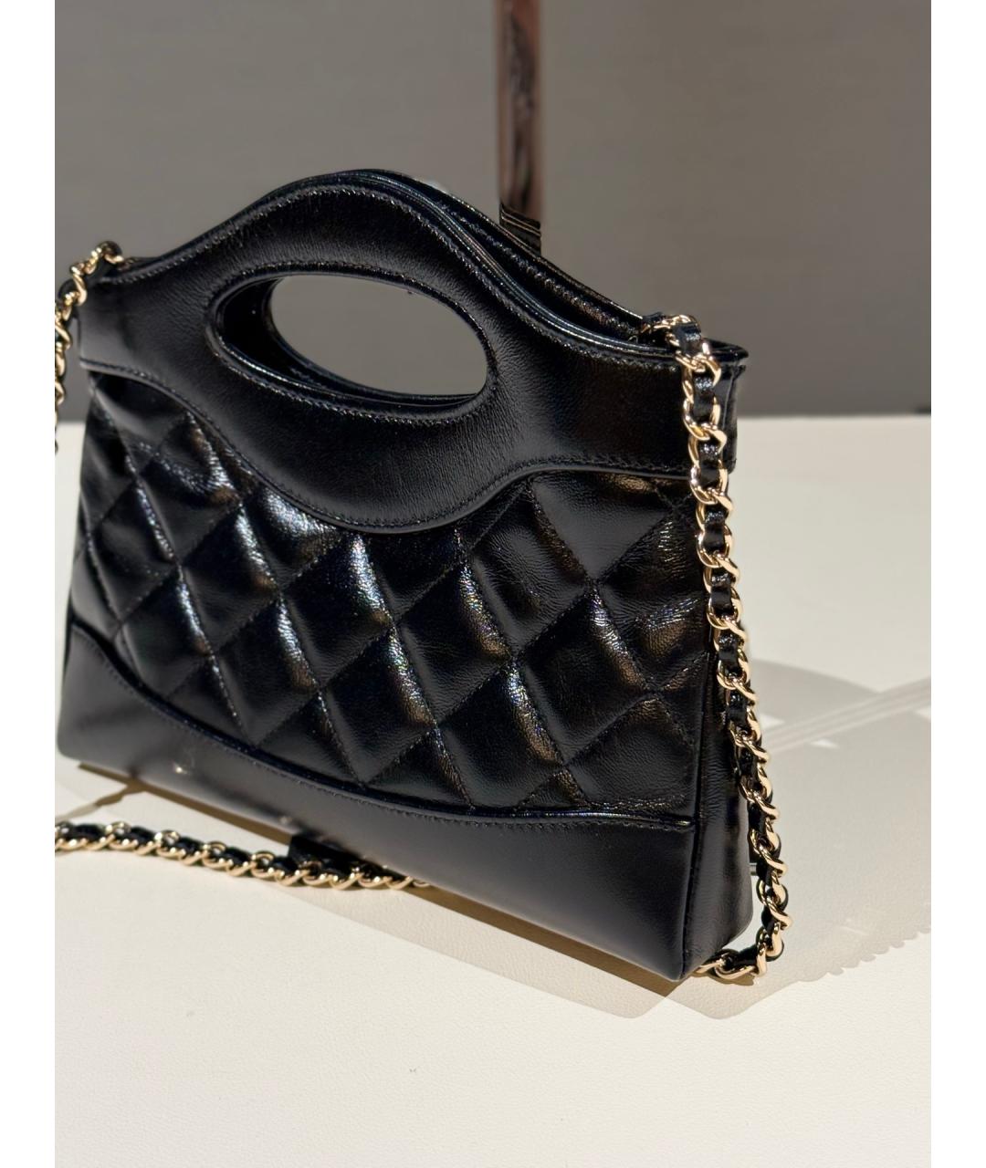 CHANEL Черная кожаная сумка с короткими ручками, фото 6