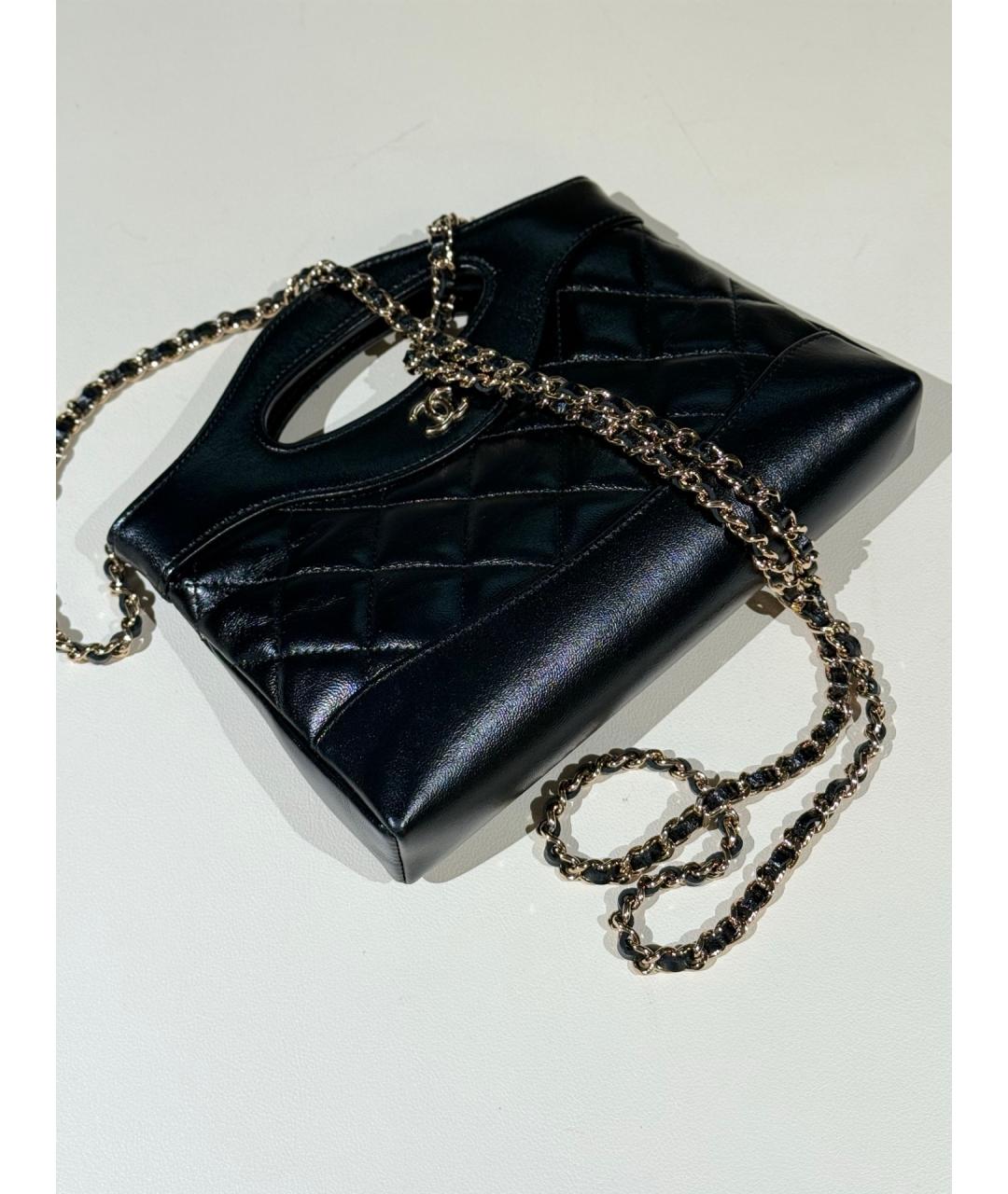 CHANEL Черная кожаная сумка с короткими ручками, фото 7