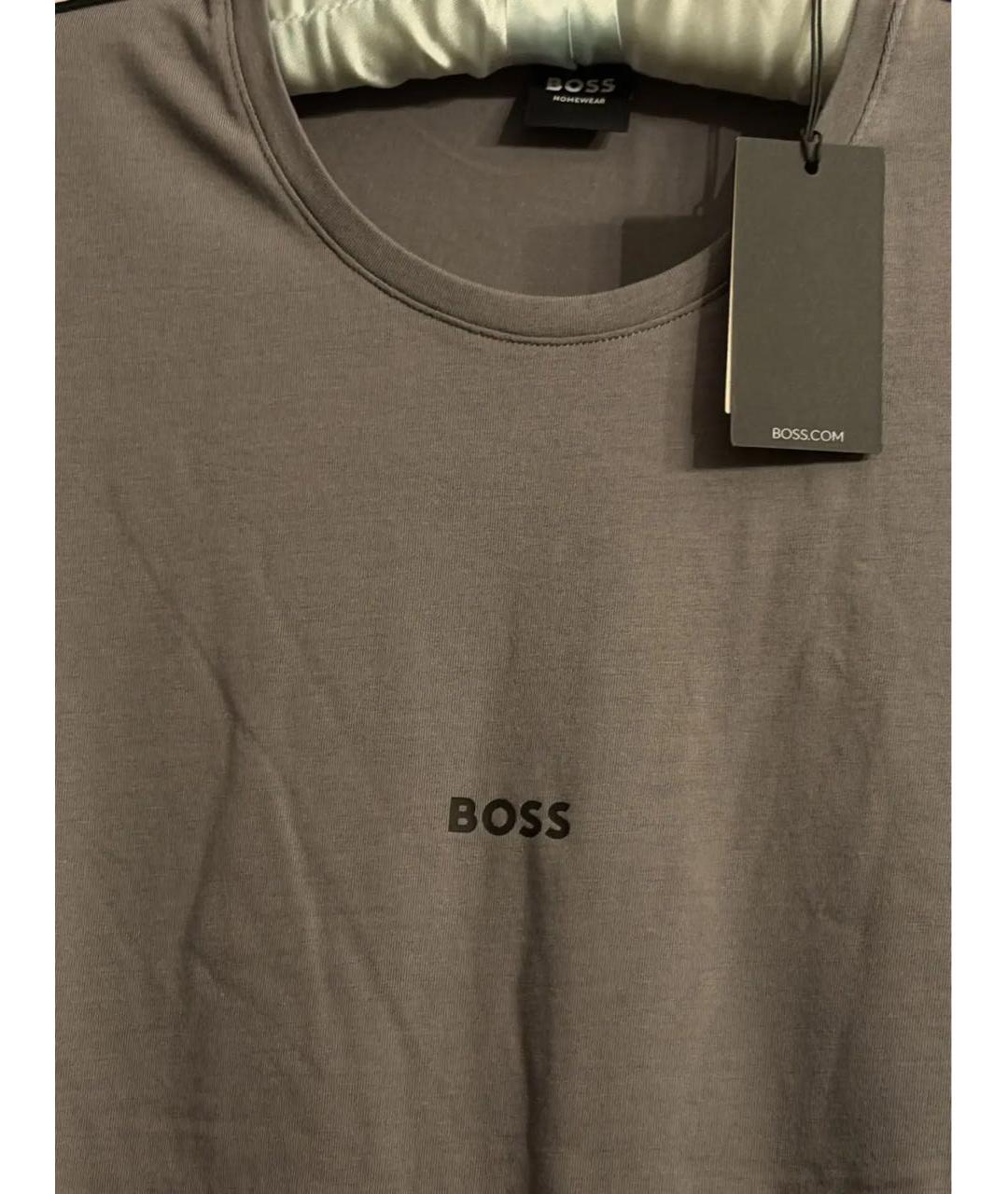 HUGO BOSS Серая хлопко-эластановая футболка, фото 6
