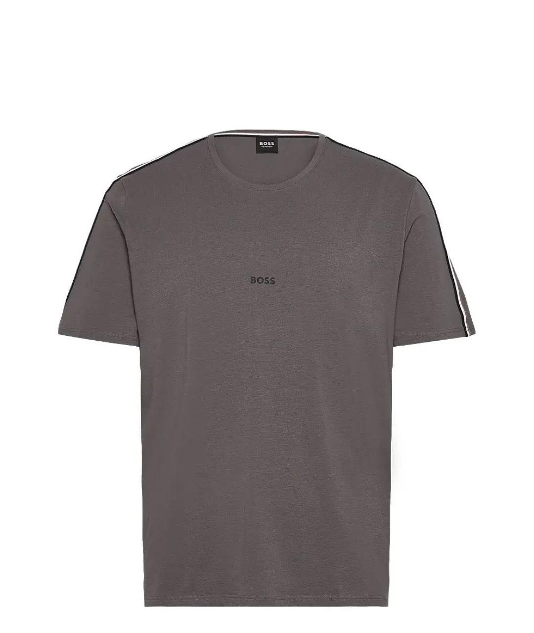 HUGO BOSS Серая хлопко-эластановая футболка, фото 1