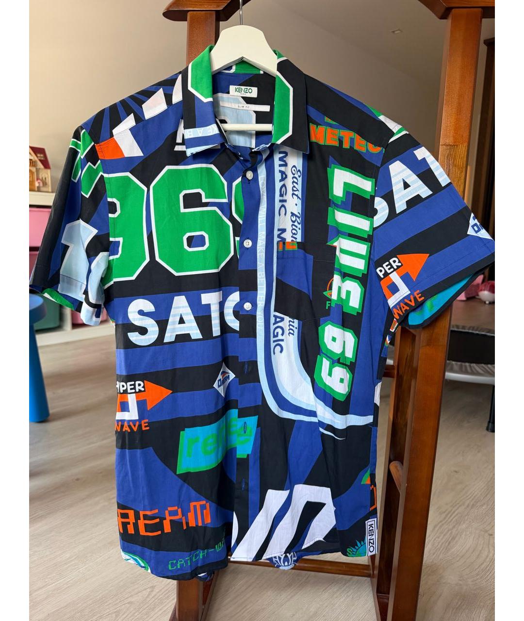 KENZO Синяя хлопковая кэжуал рубашка, фото 4