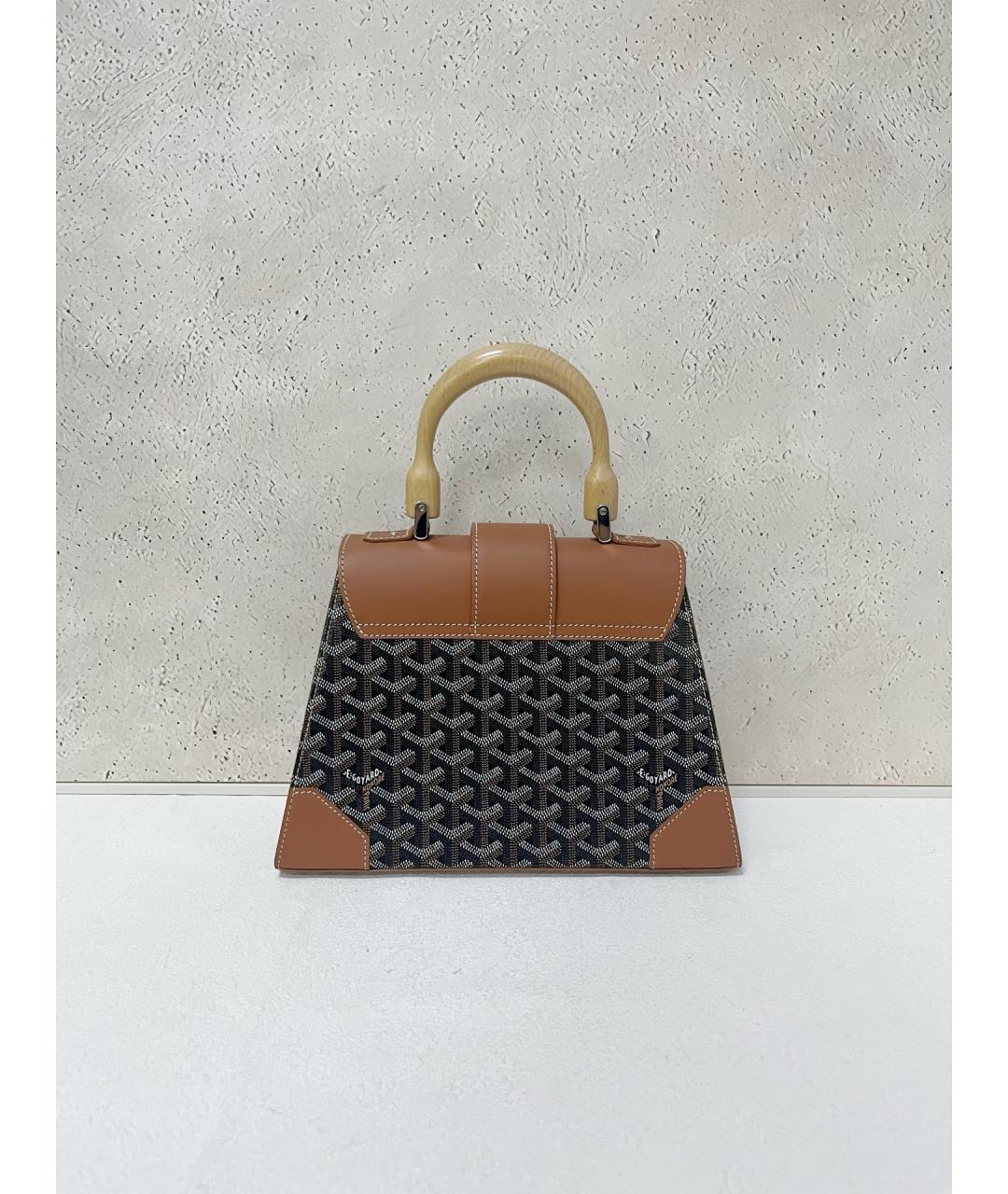 GOYARD Коричневая кожаная сумка с короткими ручками, фото 2