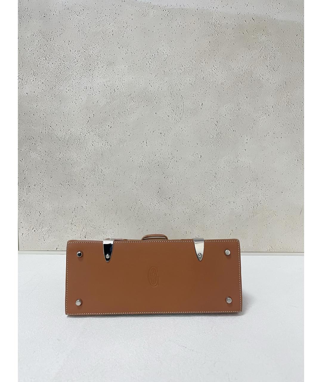 GOYARD Коричневая кожаная сумка с короткими ручками, фото 5