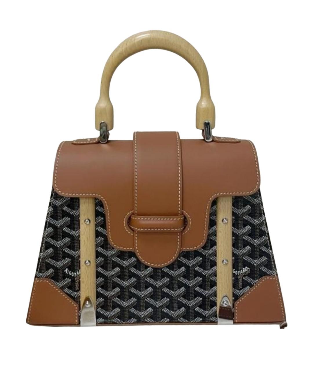 GOYARD Коричневая кожаная сумка с короткими ручками, фото 1