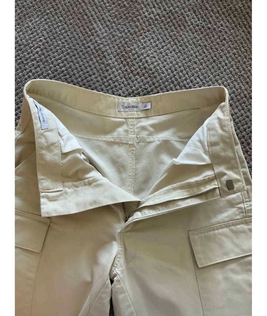 CALVIN KLEIN Бежевые хлопковые брюки широкие, фото 3