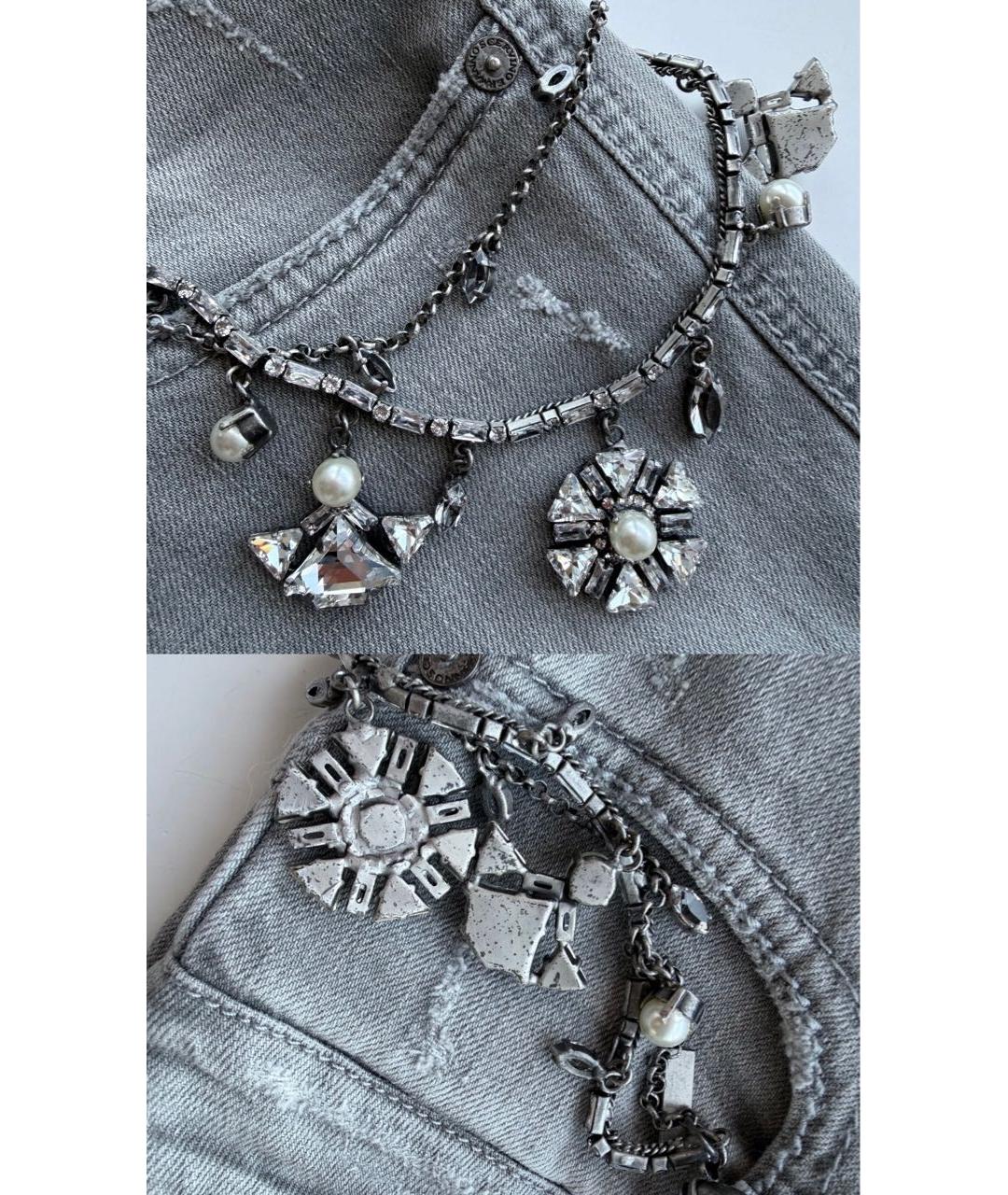 ERMANNO SCERVINO Серые хлопко-эластановые джинсы клеш, фото 4